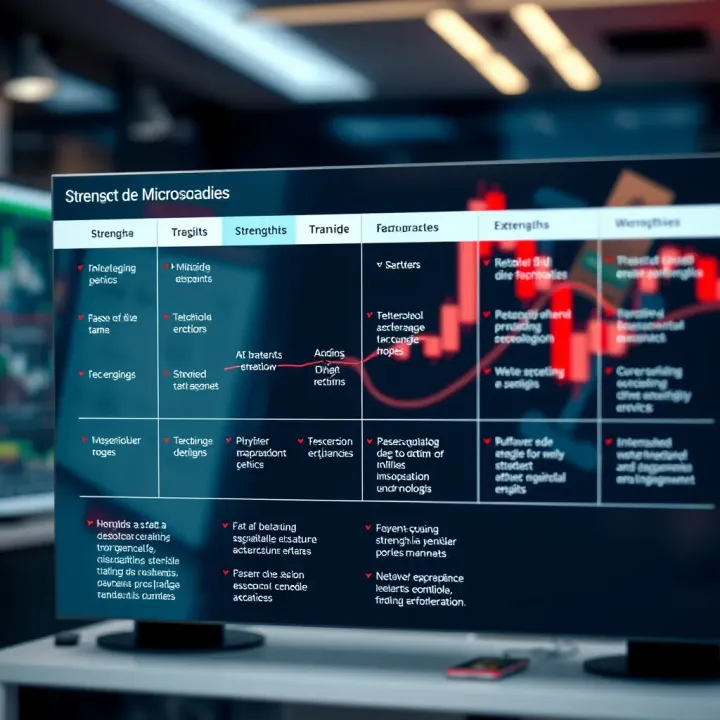 Diagram comparing strengths and weaknesses of Microsoft and its technology rivals