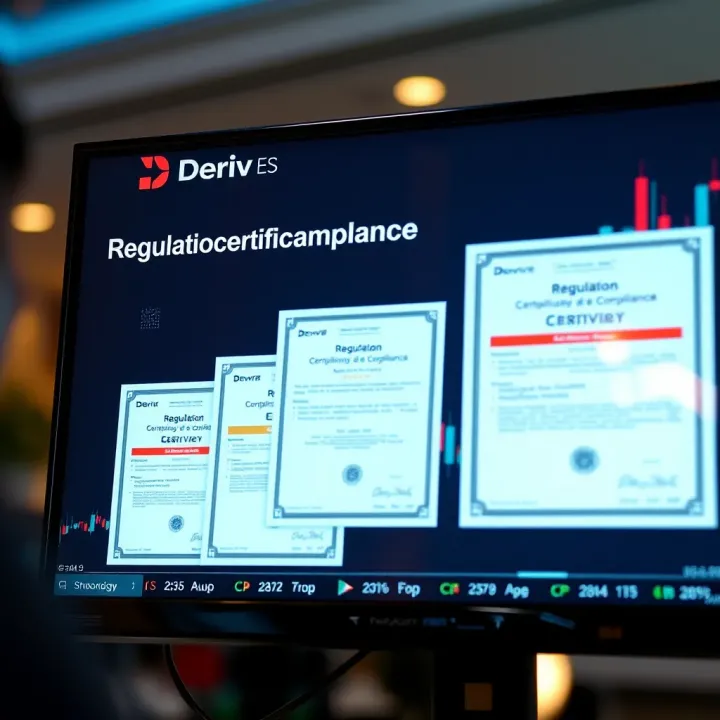 Regulatory certificates and compliance documents displayed on a digital screen