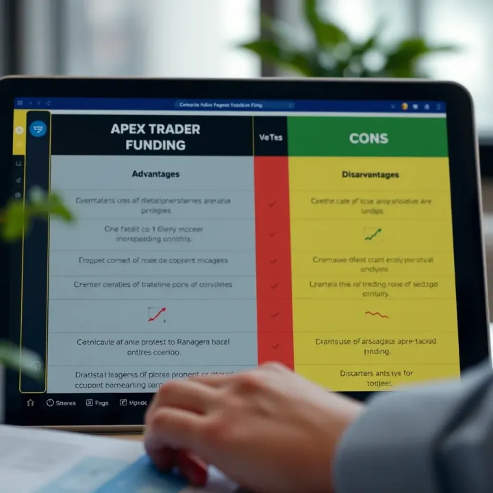 Comparison chart of advantages and disadvantages of Apex Trader Funding