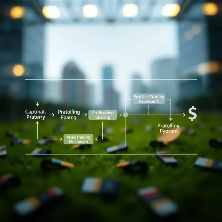 Diagram illustrating the capital flow and profit-sharing mechanism in Apex trading funding model