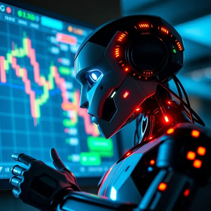 Automated trading bot executing financial market transactions on a digital interface