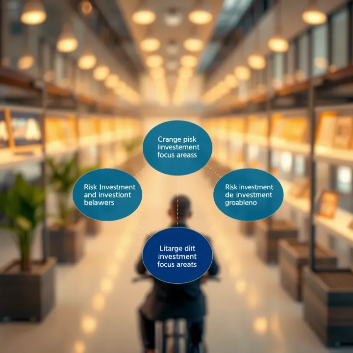 Diagram illustrating Axia Investment's risk management framework and investment focus areas