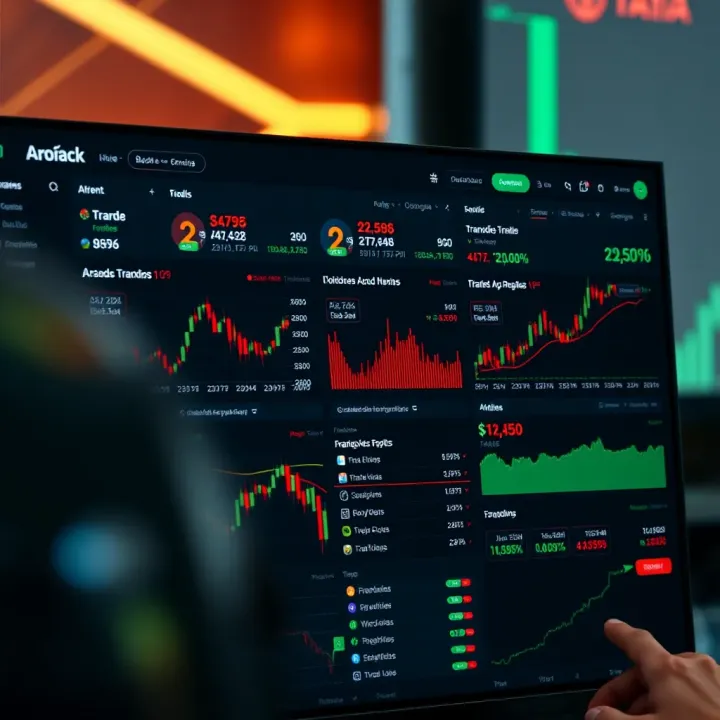 Dashboard interface of Axia Trade platform showing various financial charts and asset options