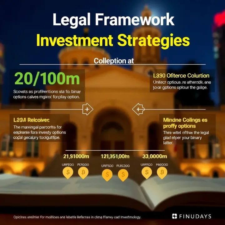 Graphic showing key legal considerations and strategies for safe binary options investment in Colombia