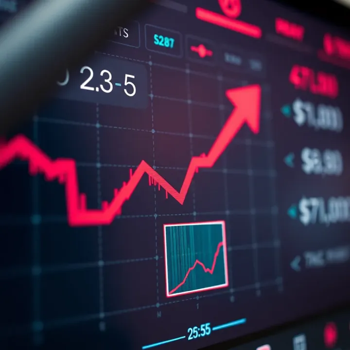 Graphical representation of binary options trading with upward and downward arrows
