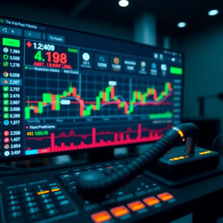 Binary Trading Setup with Asset Predictions and Risk Controls Binary trading options screen showing predicted asset price movements and risk management tools