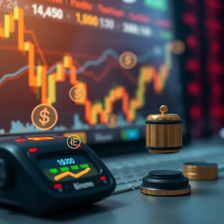 Visual representation of financial market trends with icons symbolizing risks and legal aspects