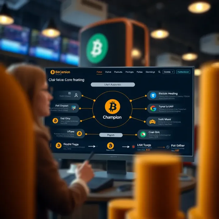 Diagram illustrating the core features and interface of Bitcoin Champion platform