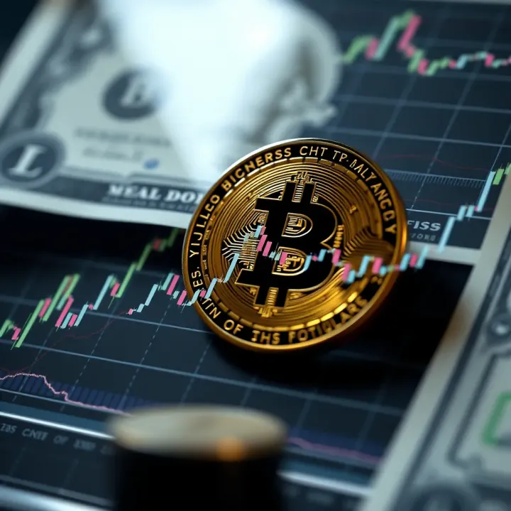 Graph showing Bitcoin price fluctuations against US dollar with trend lines