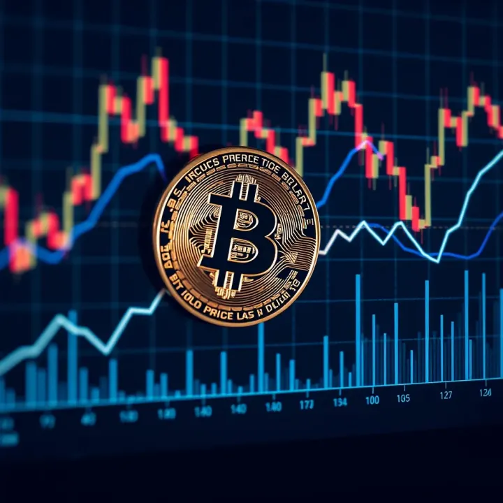 Graph showing Bitcoin price fluctuations in US dollars over time with market trend lines