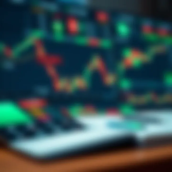 Illustration of trading tools including charts, indicators, and risk management techniques