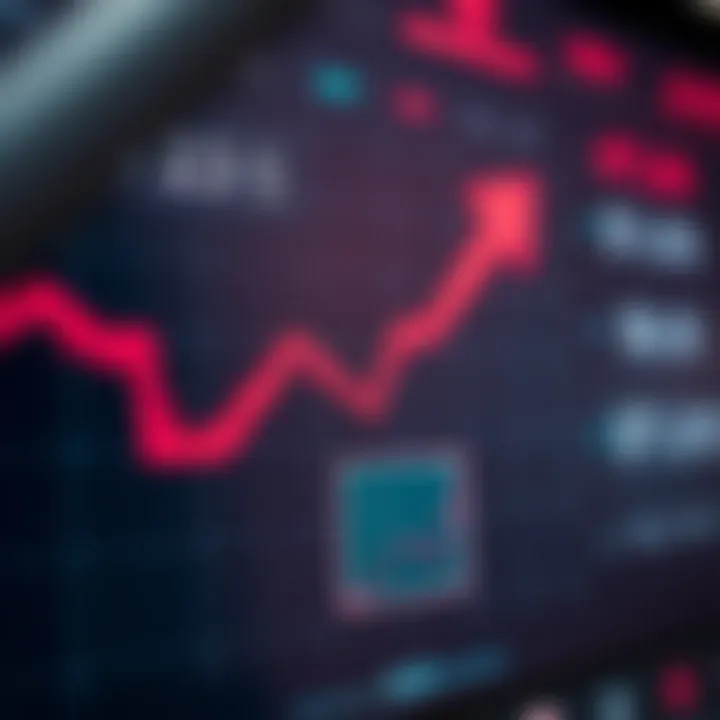 Graphical representation of binary options trading with upward and downward arrows