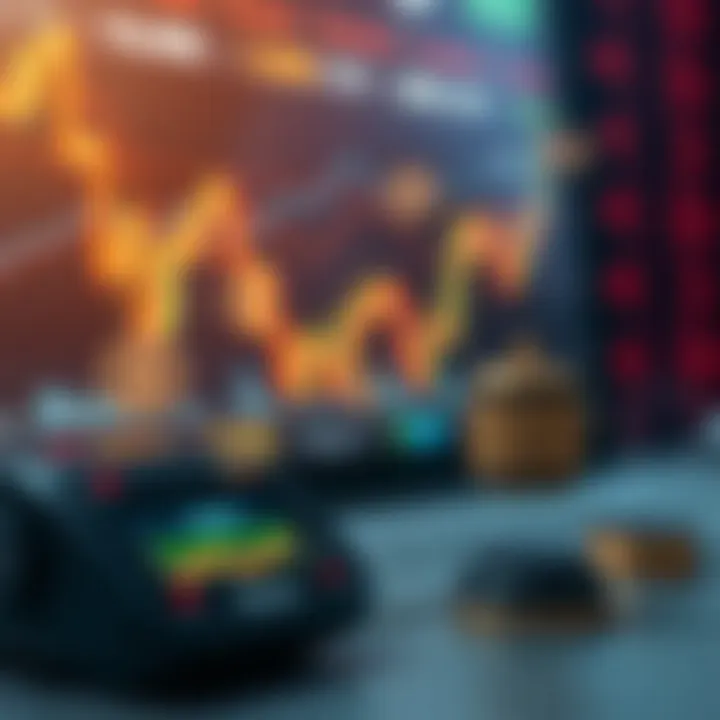 Financial Market Trends Highlighting Risks and Legal Considerations Visual representation of financial market trends with icons symbolizing risks and legal aspects