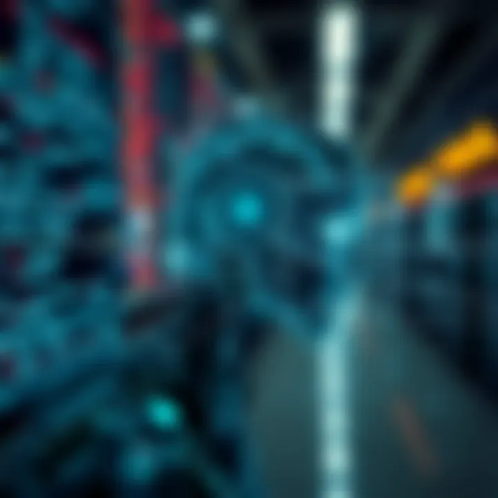 Conceptual representation of AI algorithms optimizing code and transforming various industry sectors