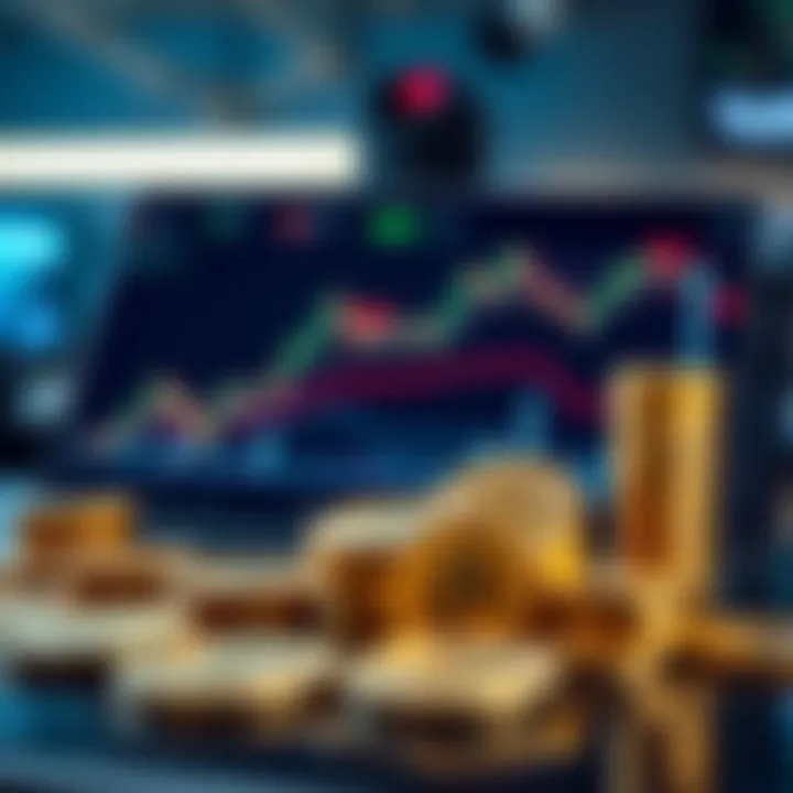 Concept of brokers offering no deposit bonuses with digital currency and growth charts