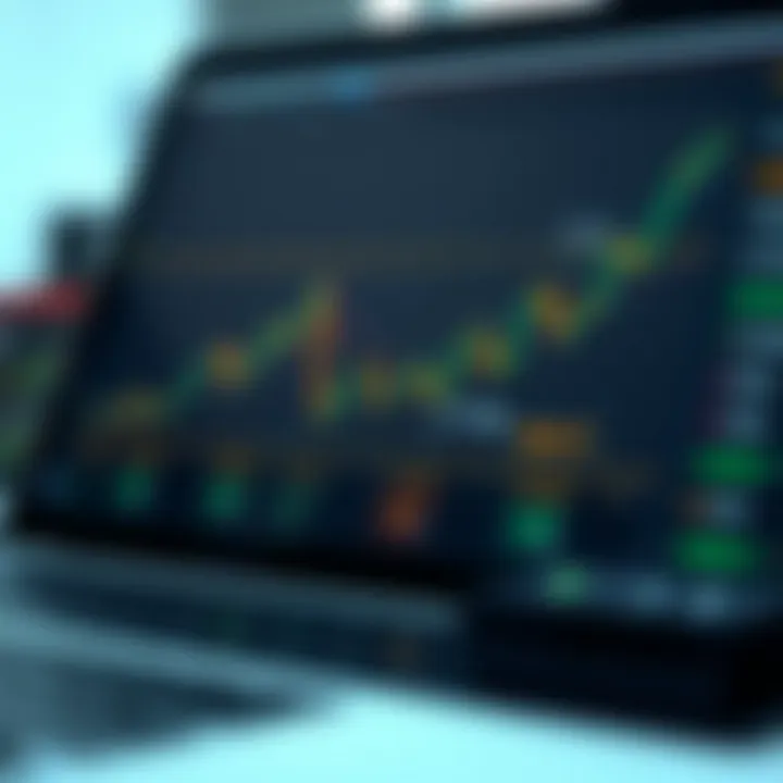 Illustration showing the concept of binary trading with graphical representation of asset price movement and prediction choices