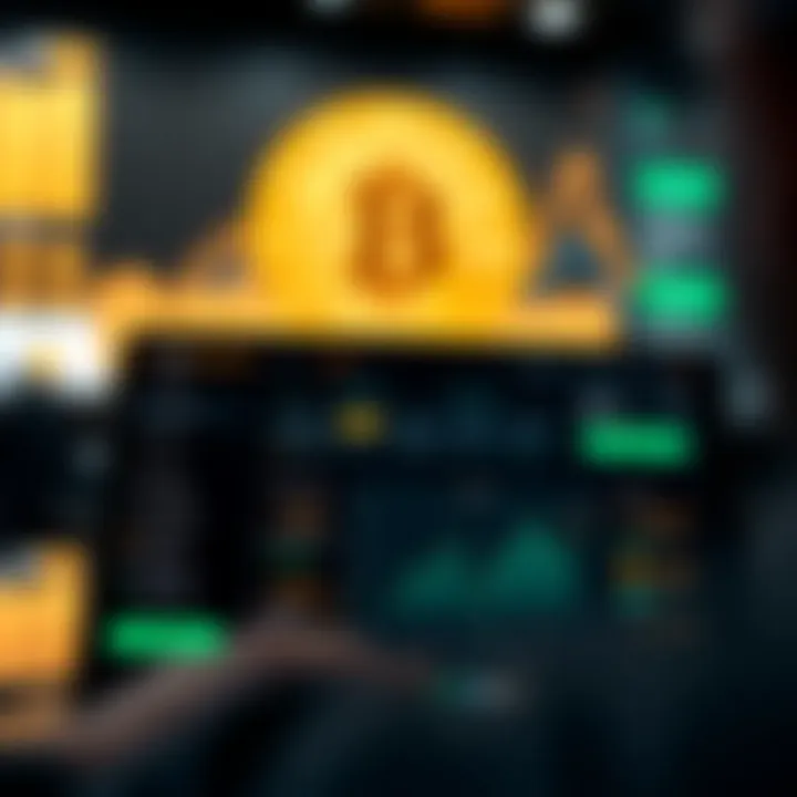 Digital interface displaying Bitcoin Revolution platform features and user dashboard