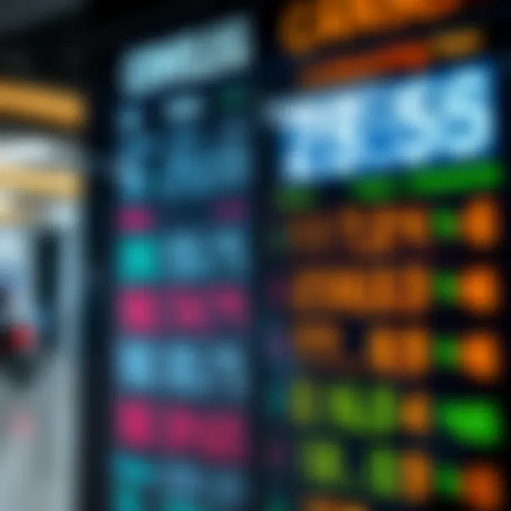 Currency exchange board showing current rates between US dollars and Colombian pesos