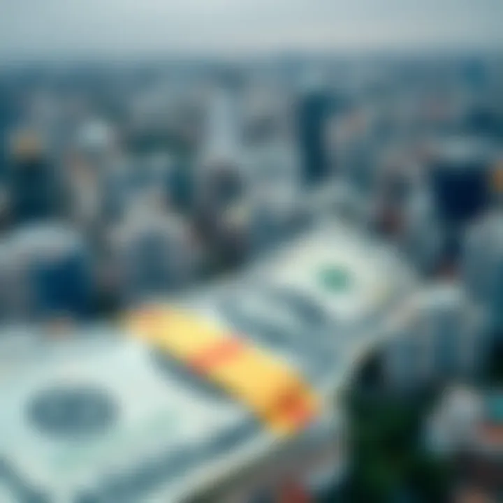 Illustration of economic factors like global markets and local policies impacting currency value in Colombia