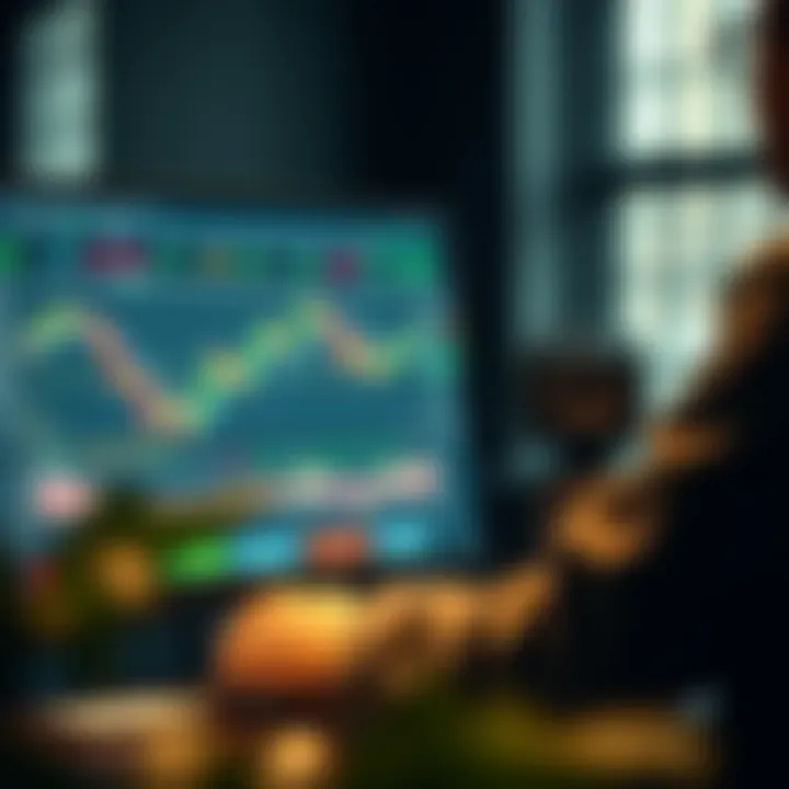 User navigating the IQ Option trading platform interface with charts and tools visible