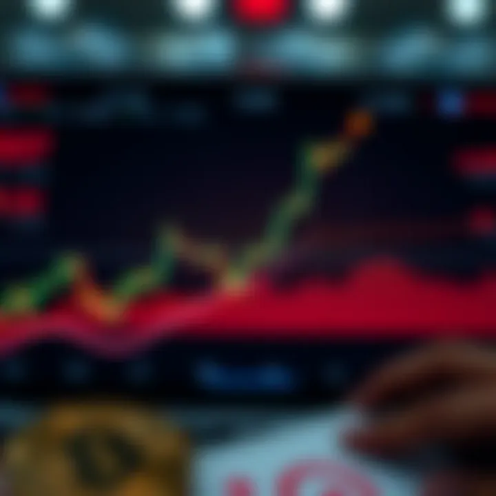 Graph showing upward trend with trading icons representing financial growth