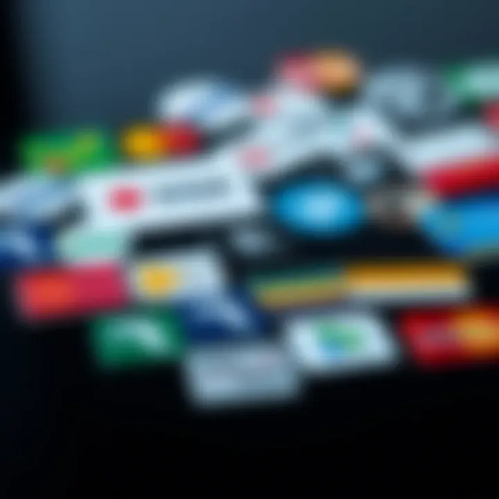 Collection of payment method icons available for IQ Option users in Colombia including credit cards and e-wallets