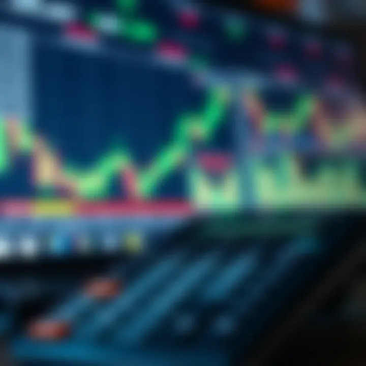 Calculator displaying trading lot size calculations with financial charts in the background