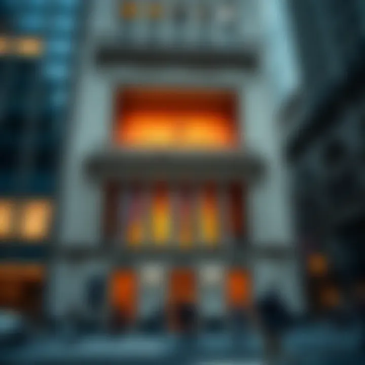 New York Stock Exchange building with American flags displayed at the entrance, symbolizing the financial market hub