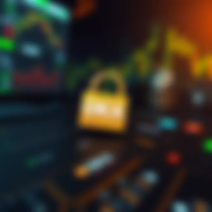 Security features and padlock symbolizing cryptocurrency platform protection