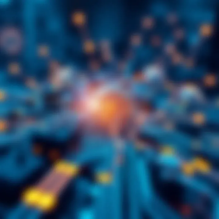 Integration of Quantum Computing and Artificial Intelligence Abstract representation of quantum computing and artificial intelligence integration with digital neural network and quantum circuits