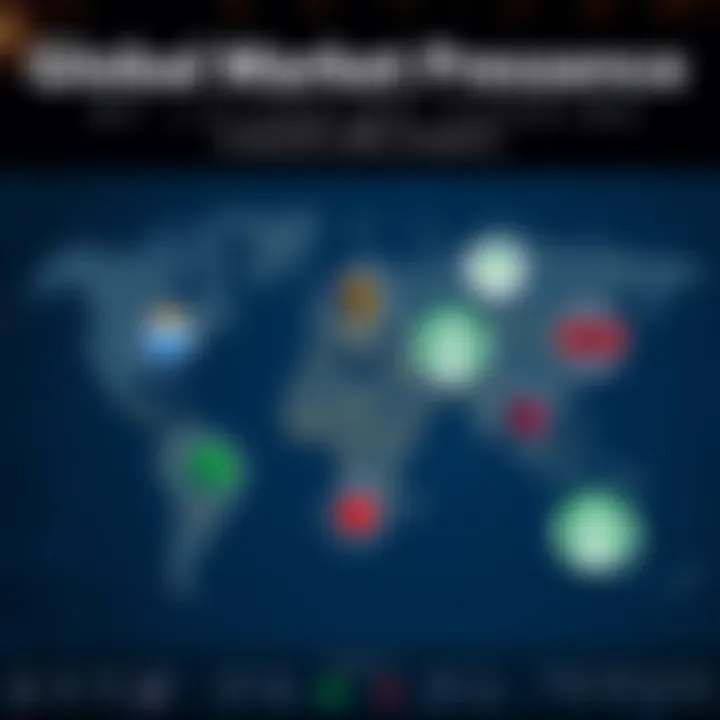 Global coffee shop market comparison showing various company logos and market presence on a world map