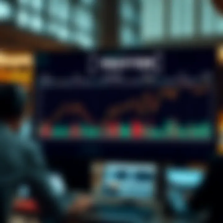 Graph showing stock market activity during preopening and regular trading hours in a modern financial setting