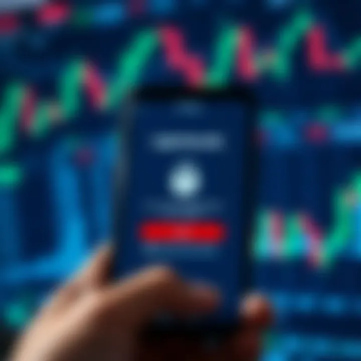 Secure login screen of a financial trading platform on a smartphone