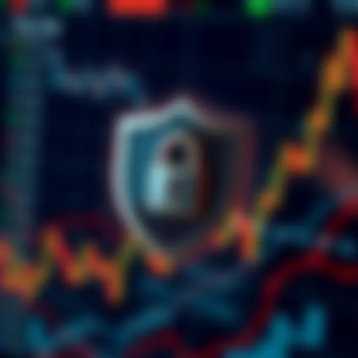 Security icon with shield and padlock symbolizing data protection in trading applications