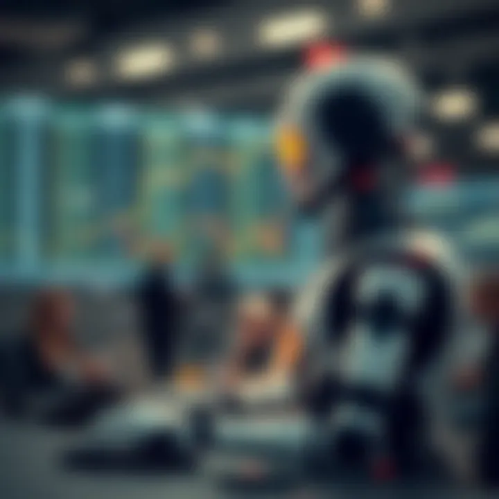 Diagram illustrating the operation of a trading bot analyzing market data and executing trades automatically