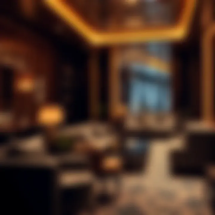 Luxurious VIP lounge area with elegant seating and ambient lighting