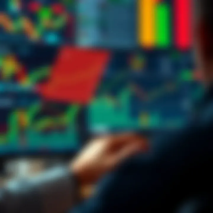 Illustration showing various types of financial trading such as stocks, forex, and commodities with charts and graphs in the background