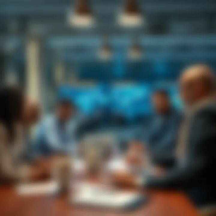 Collaborative team discussing business strategies around a table