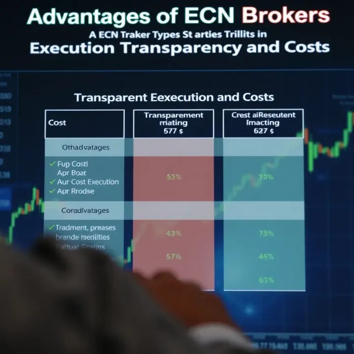 Comparison chart showing transparent execution and cost advantages of ECN brokers against other broker types