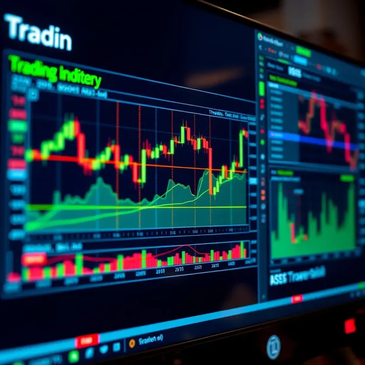 Graph illustrating synthetic indices market trends with trading platforms on screen