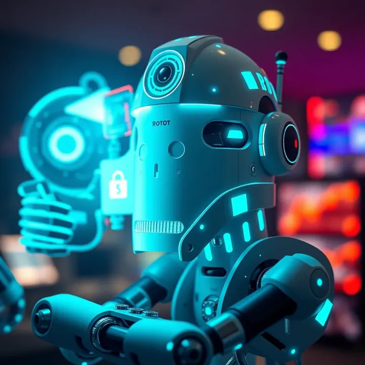Visual representation of diverse sectors utilizing automatic bots including finance, healthcare, and marketing