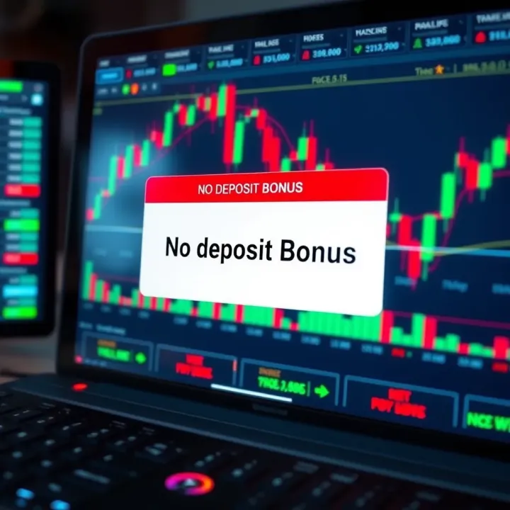 Illustration showing Forex trading platform with bonus notification