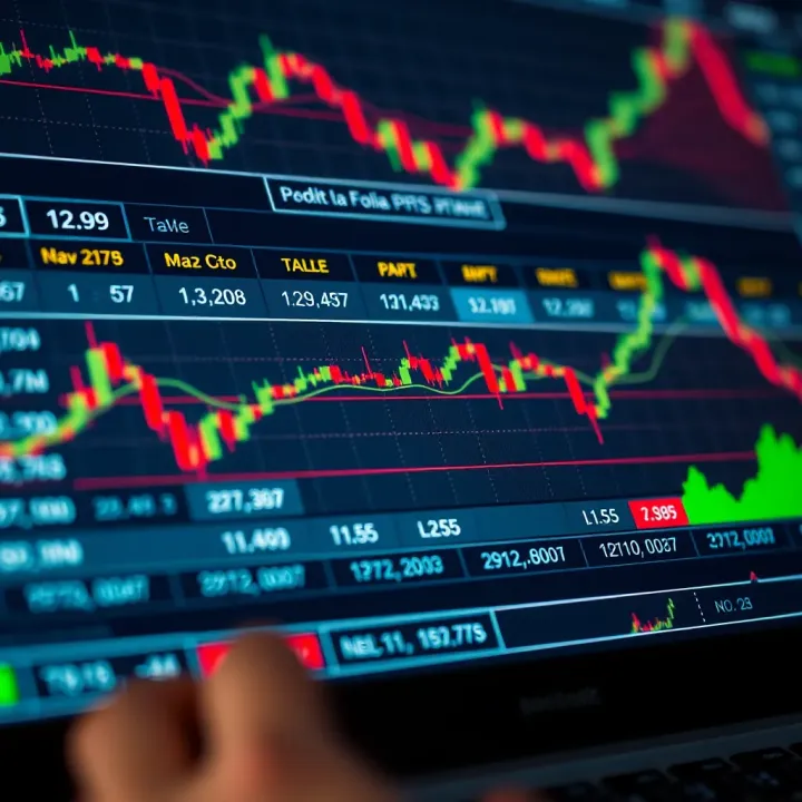 Chart displaying the use of a pip table for calculating profits and losses in currency trading