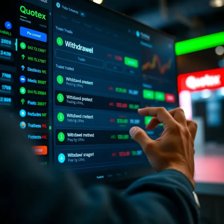 User interacting with a digital trading platform displaying withdrawal options