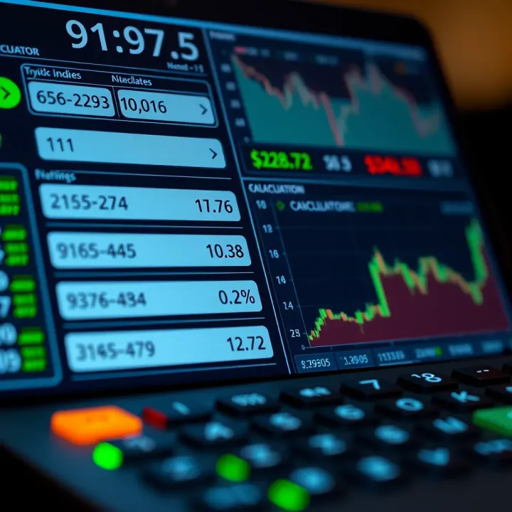 Calculator interface showing input fields and results for synthetic indices analysis