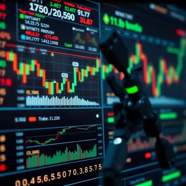 Representation of automated trading algorithms interacting with financial market data on a digital interface