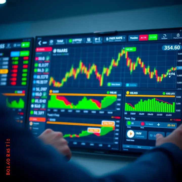 Overview of a trading platform interface showing market charts and tools for financial operations