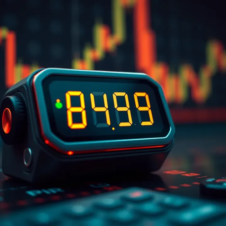 Digital pip counter tool displaying precise price changes in currency market