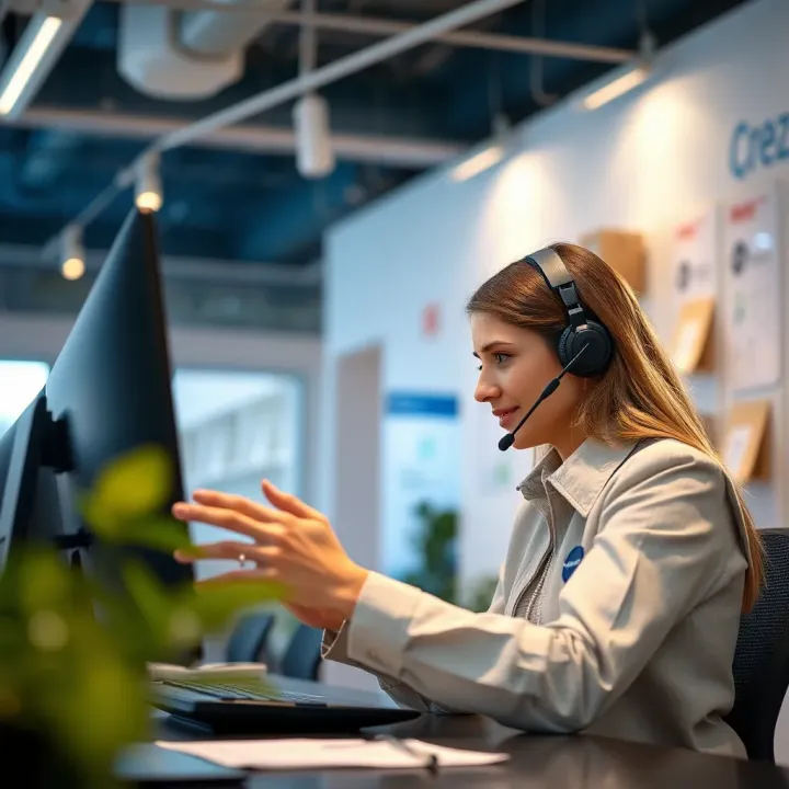 Customer service representative assisting with online credit application