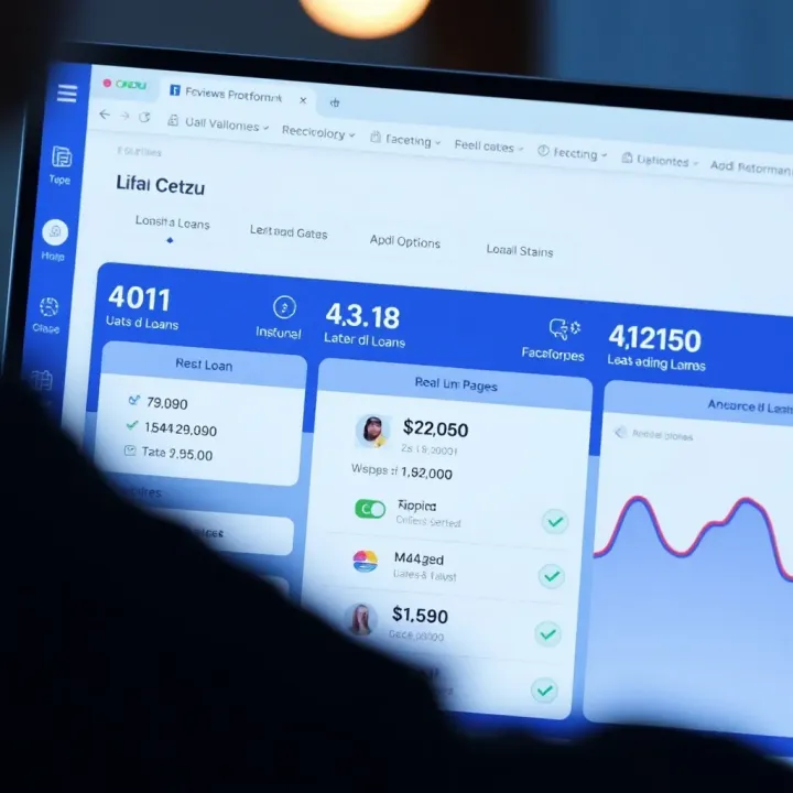 Online platform interface showing loan options and financial details